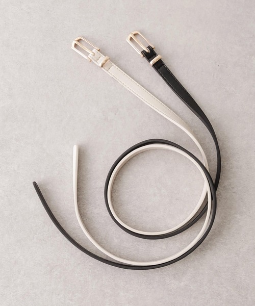 SMELLY（スメリー）の「スリムスクエアベルト（ベルト・レディース・ブラック/アイボリー・-）」の9枚目の写真