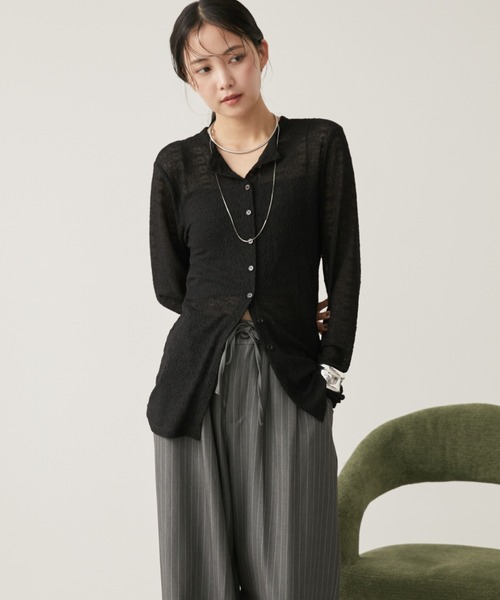 ストレッチレースロングスリーブトップス（Tシャツ/カットソー）｜Aunt