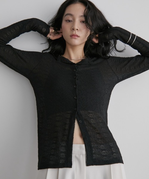 Aunt Marie's(アントマリーズ)の「ストレッチレースロングスリーブトップス(Tシャツ/カットソー・レディース・ホワイト/ブラック/ブラウン・FREE)」の13枚目の写真