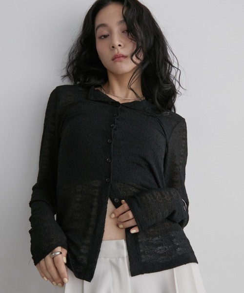 Aunt Marie's(アントマリーズ)の「ストレッチレースロングスリーブトップス(Tシャツ/カットソー・レディース・ホワイト/ブラック/ブラウン・FREE)」の14枚目の写真