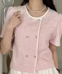 Drawer ツイード 半袖トップス ツイード」に該当するTシャツ/カットソー（半袖）ファッション