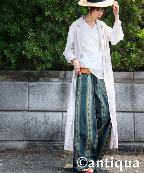 antiqua(アンティカ)の「ブロックプリント ワイドパンツ(その他パンツ・レディース・ブラック/ブルー・LARGE/MEDIUM)」の17枚目の写真