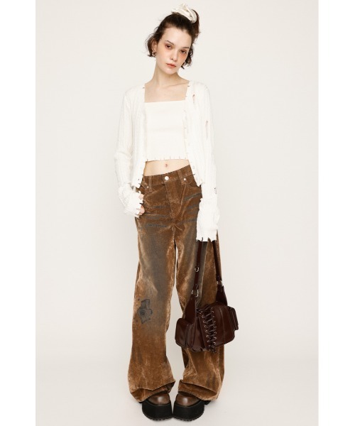 SLY（スライ）の「【キャミセット】V/N CRASH 2P TOPS ブイネック クラッシュ ツーピー トップス 秋服（ニット/セーター・レディース・ピンク/ブラック/アイボリー/杢グレー・FREE）」の5枚目の写真