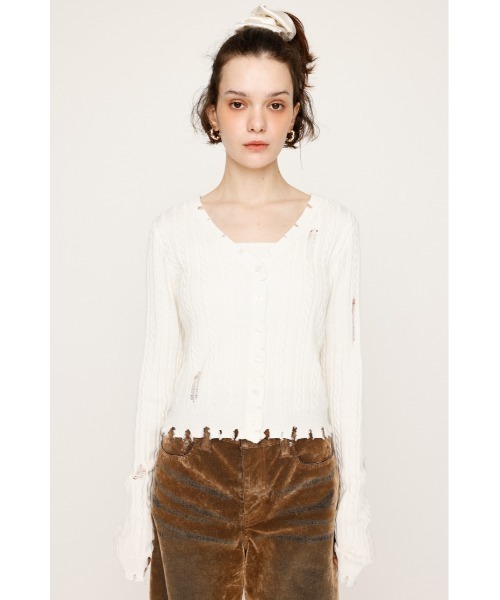 SLY（スライ）の「【キャミセット】V/N CRASH 2P TOPS ブイネック クラッシュ ツーピー トップス 秋服（ニット/セーター・レディース・ピンク/ブラック/アイボリー/杢グレー・FREE）」の7枚目の写真