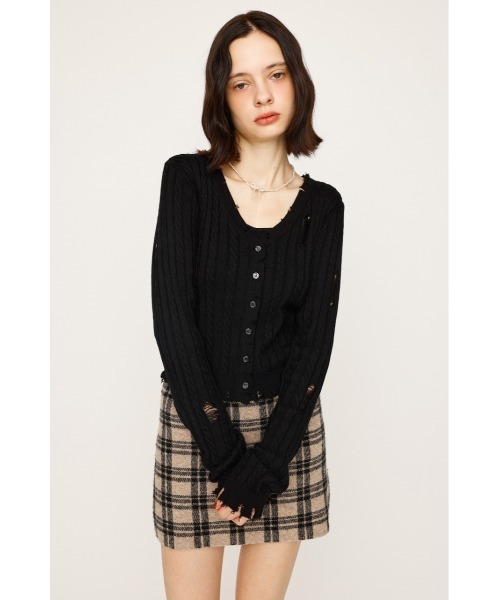 SLY（スライ）の「【キャミセット】V/N CRASH 2P TOPS ブイネック クラッシュ ツーピー トップス 秋服（ニット/セーター・レディース・ピンク/ブラック/アイボリー/杢グレー・FREE）」の8枚目の写真