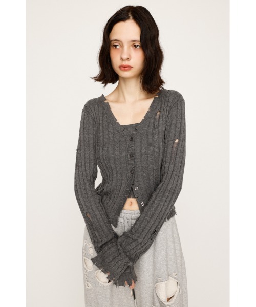 SLY（スライ）の「【キャミセット】V/N CRASH 2P TOPS ブイネック クラッシュ ツーピー トップス 秋服（ニット/セーター・レディース・ピンク/ブラック/アイボリー/杢グレー・FREE）」の15枚目の写真