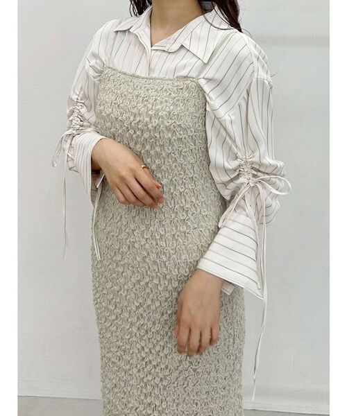 OUNNOUN（オウンノウン）の「【OUNNOUN】シュリンクシャーリングキャミワンピース（ワンピース・レディース・ブラック/ライム/ピンク・FREE）」の13枚目の写真