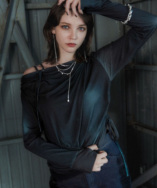 HARE(ハレ)の「ドロストドレープTシャツ(HARE)(Tシャツ/カットソー・レディース・グリーン/グレー・FREE)」の2枚目の写真