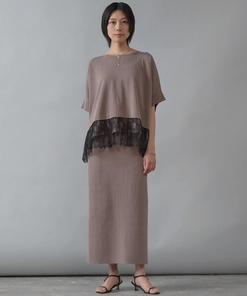 Liesse（リエス）の「リブニットタイトスカート（スカート・レディース・ブラック/グレイッシュベージュ・FREE）」の6枚目の写真