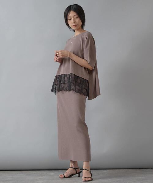 Liesse（リエス）の「リブニットタイトスカート（スカート・レディース・ブラック/グレイッシュベージュ・FREE）」の7枚目の写真