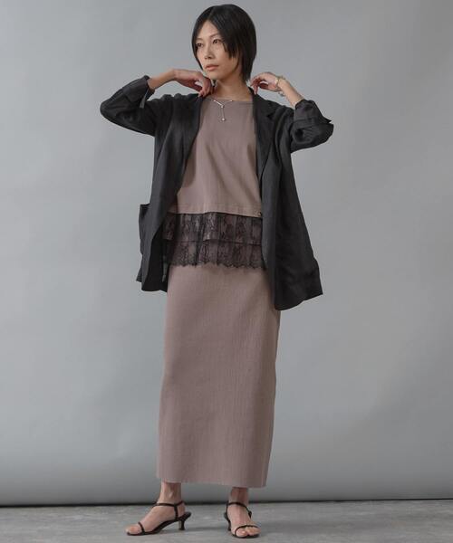 Liesse（リエス）の「リブニットタイトスカート（スカート・レディース・ブラック/グレイッシュベージュ・FREE）」の11枚目の写真