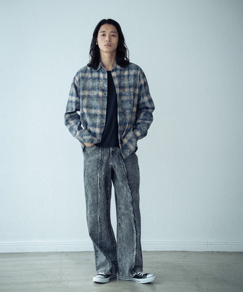 RATTLE TRAP(ラトルトラップ)の「ブリーチチェックシャツ(シャツ/ブラウス・メンズ・ブルー系その他/レッド系その他・L/M)」の3枚目の写真