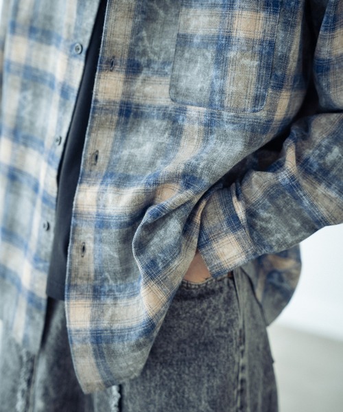 RATTLE TRAP(ラトルトラップ)の「ブリーチチェックシャツ(シャツ/ブラウス・メンズ・ブルー系その他/レッド系その他・L/M)」の10枚目の写真