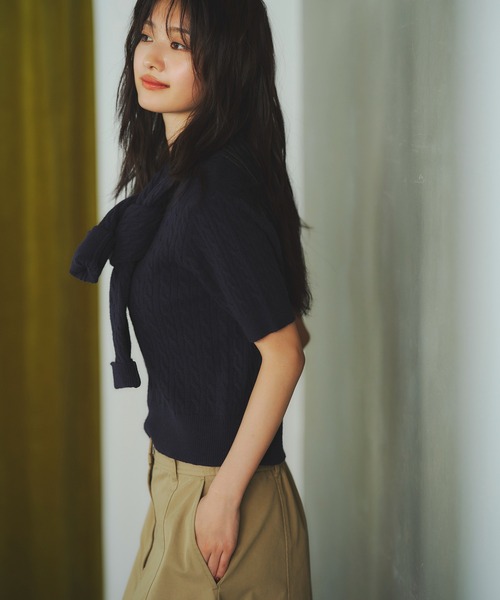 N.(N. Natural Beauty Basic)(エヌエヌナチュラルビューティーベーシック)の「メタルボタンケーブルアンサンブル(アンサンブル・レディース・ネイビー/キャメル/グリーン/オフホワイト・MEDIUM)」の1枚目の写真