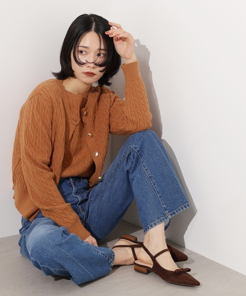 N.(N. Natural Beauty Basic)(エヌエヌナチュラルビューティーベーシック)の「メタルボタンケーブルアンサンブル(アンサンブル・レディース・ネイビー/キャメル/グリーン/オフホワイト・MEDIUM)」の4枚目の写真