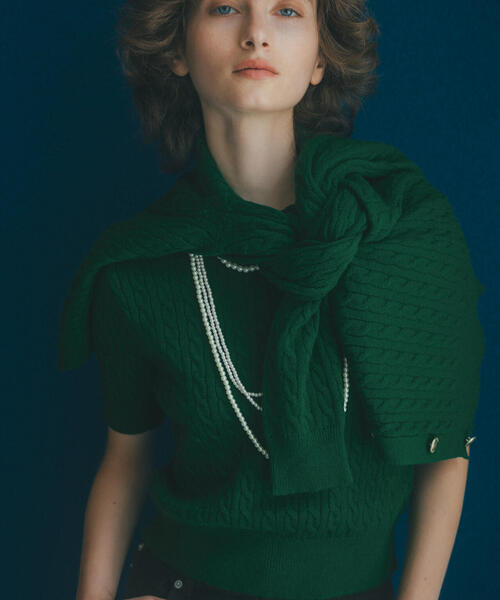 N.(N. Natural Beauty Basic)(エヌエヌナチュラルビューティーベーシック)の「メタルボタンケーブルアンサンブル(アンサンブル・レディース・ネイビー/キャメル/グリーン/オフホワイト・MEDIUM)」の3枚目の写真