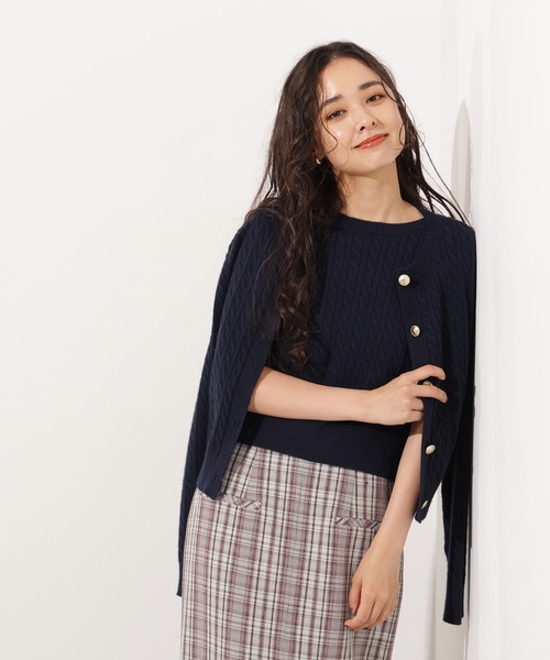 N.(N. Natural Beauty Basic)(エヌエヌナチュラルビューティーベーシック)の「メタルボタンケーブルアンサンブル(アンサンブル・レディース・ネイビー/キャメル/グリーン/オフホワイト・MEDIUM)」の9枚目の写真