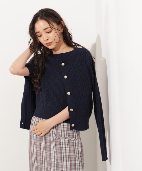 N.(N. Natural Beauty Basic)(エヌエヌナチュラルビューティーベーシック)の「メタルボタンケーブルアンサンブル(アンサンブル・レディース・ネイビー/キャメル/グリーン/オフホワイト・MEDIUM)」の11枚目の写真