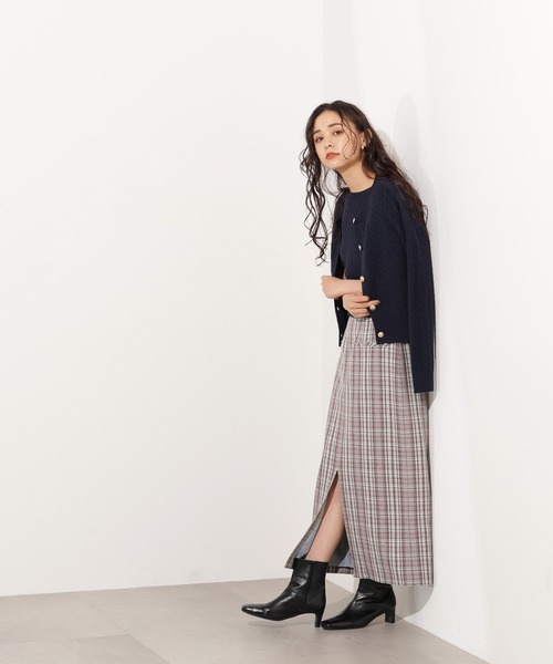 N.(N. Natural Beauty Basic)(エヌエヌナチュラルビューティーベーシック)の「メタルボタンケーブルアンサンブル(アンサンブル・レディース・ネイビー/キャメル/グリーン/オフホワイト・MEDIUM)」の5枚目の写真