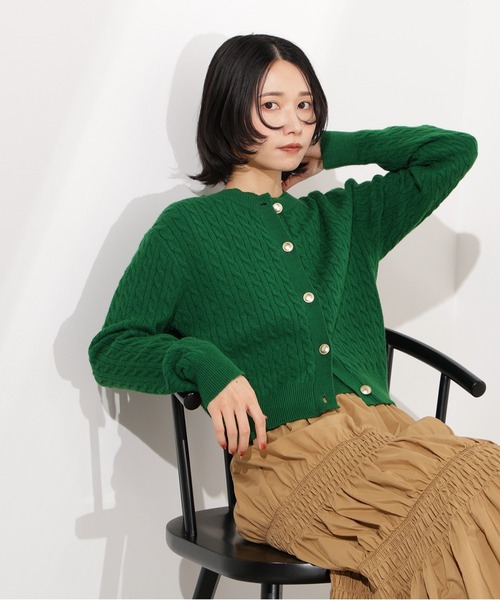 N.(N. Natural Beauty Basic)(エヌエヌナチュラルビューティーベーシック)の「メタルボタンケーブルアンサンブル(アンサンブル・レディース・ネイビー/キャメル/グリーン/オフホワイト・MEDIUM)」の18枚目の写真