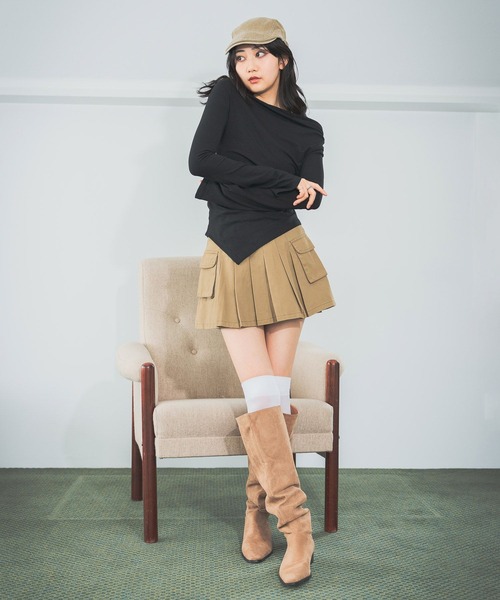 3.3 Field Trip （3.3フィールドトリップ）の「3.3 Field Trip／カーゴプリーツミニスカート（スカート・レディース・ベージュ/カーキ・FREE）」の2枚目の写真