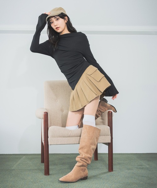 3.3 Field Trip （3.3フィールドトリップ）の「3.3 Field Trip／カーゴプリーツミニスカート（スカート・レディース・ベージュ/カーキ・FREE）」の5枚目の写真