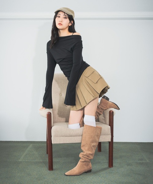 3.3 Field Trip （3.3フィールドトリップ）の「3.3 Field Trip／カーゴプリーツミニスカート（スカート・レディース・ベージュ/カーキ・FREE）」の6枚目の写真