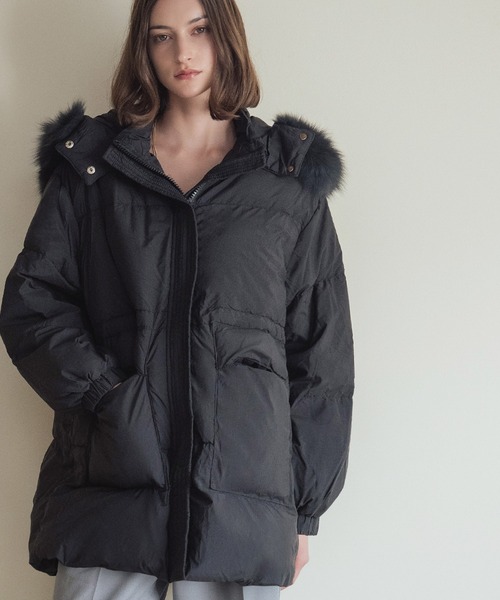 セール】フォックスファー付き フーデッド ダウンコート（ダウン