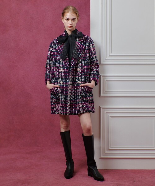 セール】【LOULOU WILLOUGHBY】CLARENSONツイードコート