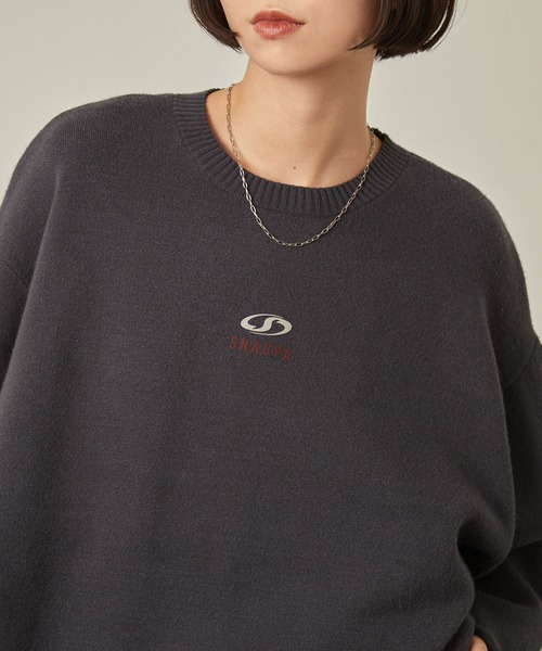 Snap club（スナップクラブ）の「【Snap club】シリコンロゴプリントスウェットライククルーネックニット（ニット/セーター・レディース・ダークブラウン/ライトグレー/スミクロ/オフホワイト・L/M）」の19枚目の写真