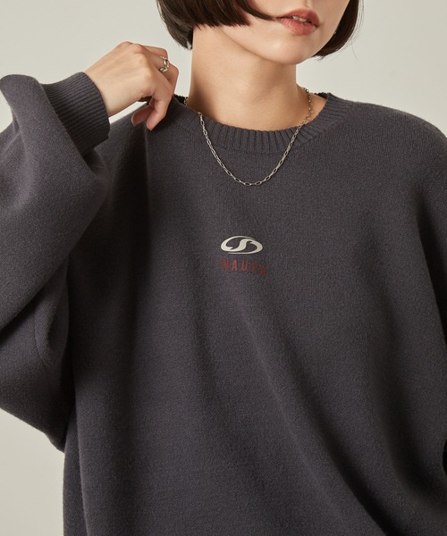 Snap club（スナップクラブ）の「【Snap club】シリコンロゴプリントスウェットライククルーネックニット（ニット/セーター・レディース・ダークブラウン/ライトグレー/スミクロ/オフホワイト・L/M）」の21枚目の写真