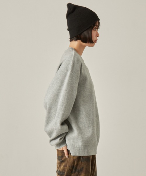 Snap club（スナップクラブ）の「【Snap club】シリコンロゴプリントスウェットライククルーネックニット（ニット/セーター・レディース・ダークブラウン/ライトグレー/スミクロ/オフホワイト・L/M）」の12枚目の写真