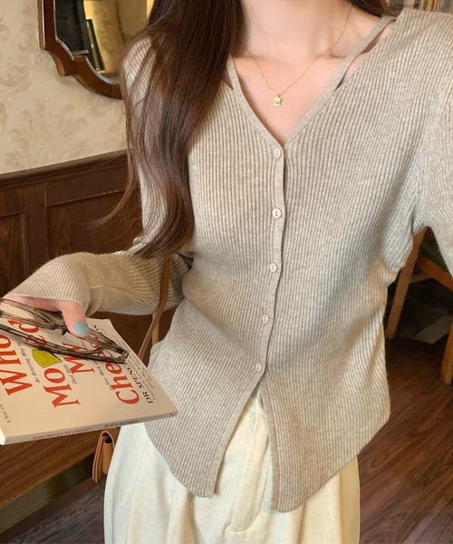 Lace Ladies(レースレディース)の「イレギュラーヘム Vネック リブ ニット カーディガン(カーディガン/ボレロ・レディース・アイボリー/グレイッシュベージュ/グレー・FREE)」の12枚目の写真