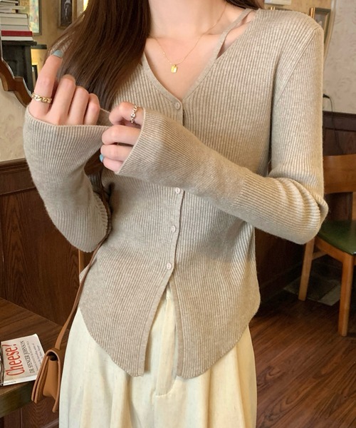 Lace Ladies(レースレディース)の「イレギュラーヘム Vネック リブ ニット カーディガン(カーディガン/ボレロ・レディース・アイボリー/グレイッシュベージュ/グレー・FREE)」の14枚目の写真