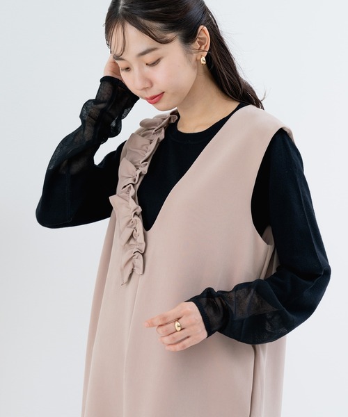 ANNA LUNA(アンナルナ)の「【ANNA LUNA】 袖シアー で 重ね着 も可愛く! 抜け感 をプラスする 万能 ニット(ニット/セーター・レディース・グレー/オフホワイト/ブラック/オレンジ・MEDIUM)」の15枚目の写真