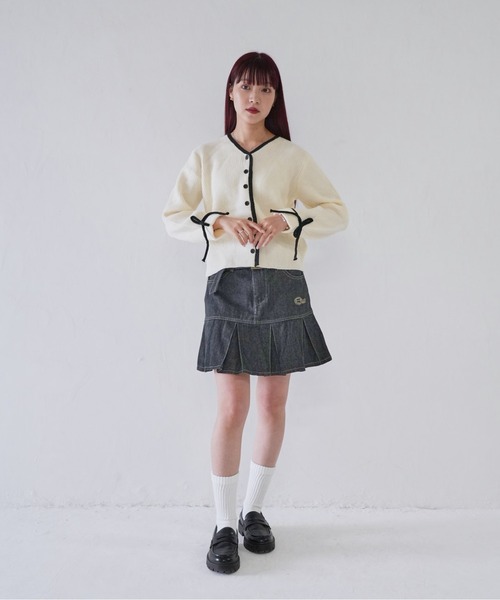 Uenui(ウニュイ)の「【 cunii 】 ribbon trim knit cardigan(カーディガン/ボレロ・レディース・グレー/ブラウン/ホワイト・FREE)」の18枚目の写真