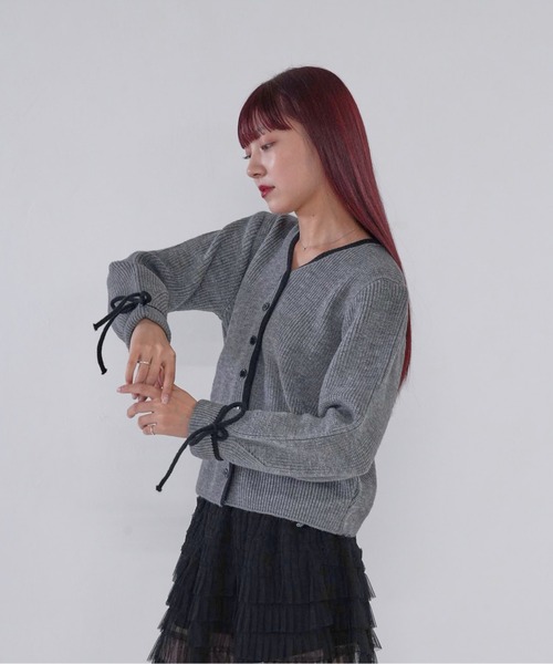 Uenui(ウニュイ)の「【 cunii 】 ribbon trim knit cardigan(カーディガン/ボレロ・レディース・グレー/ブラウン/ホワイト・FREE)」の7枚目の写真