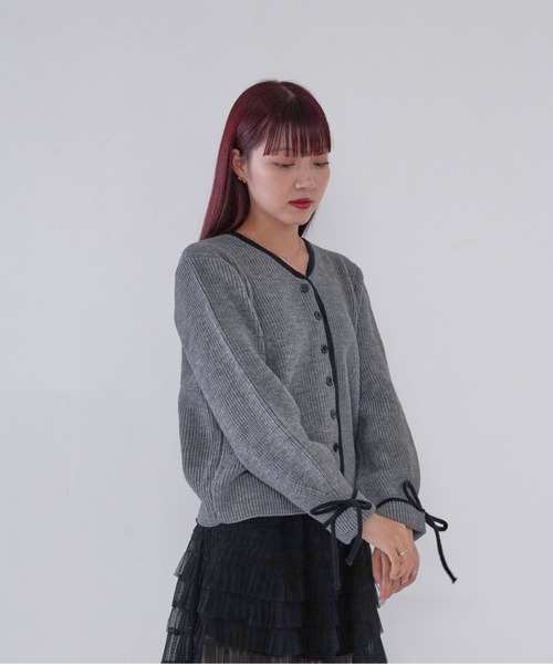 Bibiy NUNA RIBBON BLOUSE グリッターニットカーディガン Bibiy NUNA RIBBON BLOUSE グリッターニットカーディガン セール