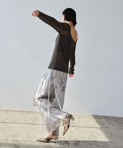 【完売品】cccmalie シーマリー　レースダブルカットソー　グレー セール】【再入荷】 ダブルリボンレースラップクロス（ストール