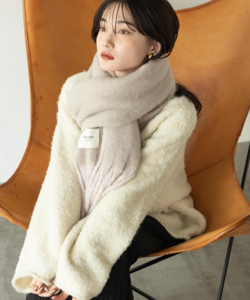 hinari(ヒナリ)の「MIXフリンジマフラー(マフラー・レディース・ピンク/グレー/クリーム/アイボリー・FREE)」の20枚目の写真