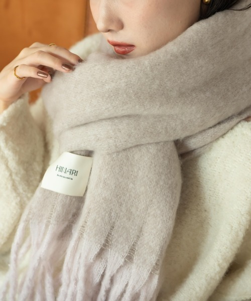 hinari(ヒナリ)の「MIXフリンジマフラー(マフラー・レディース・ピンク/グレー/クリーム/アイボリー・FREE)」の18枚目の写真