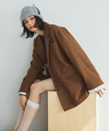 テーラードジャケット（イエロー/黄色系・チェック柄）ファッション