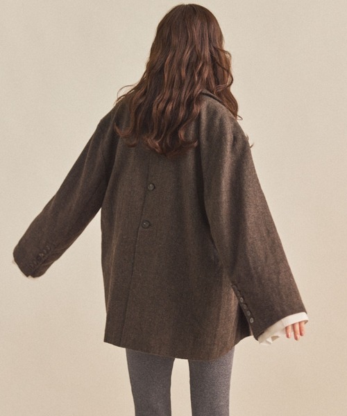 MIRROR STOKE（ミラーストーク）の「【ZOZO限定】BACK OPEN CHECK WOOL TAILORED JACKET/バックオープンチェックウールテーラードジャケット（テーラードジャケット・レディース・ブラウン/キャメル・MEDIUM）」の9枚目の写真