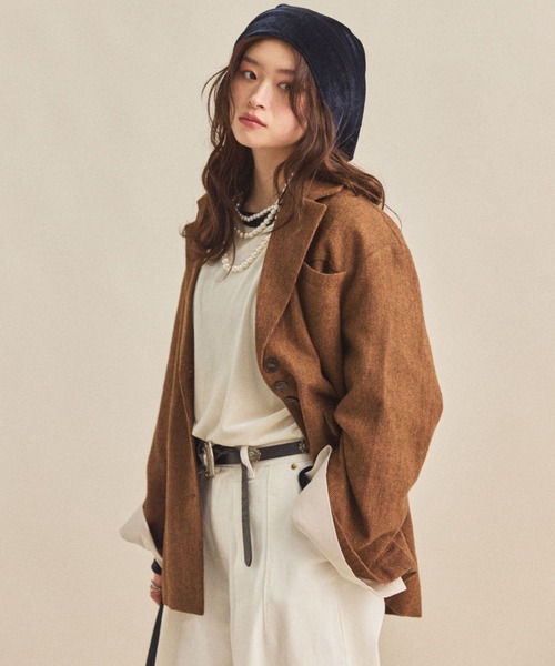 MIRROR STOKE（ミラーストーク）の「【ZOZO限定】BACK OPEN CHECK WOOL TAILORED JACKET/バックオープンチェックウールテーラードジャケット（テーラードジャケット・レディース・ブラウン/キャメル・MEDIUM）」の22枚目の写真