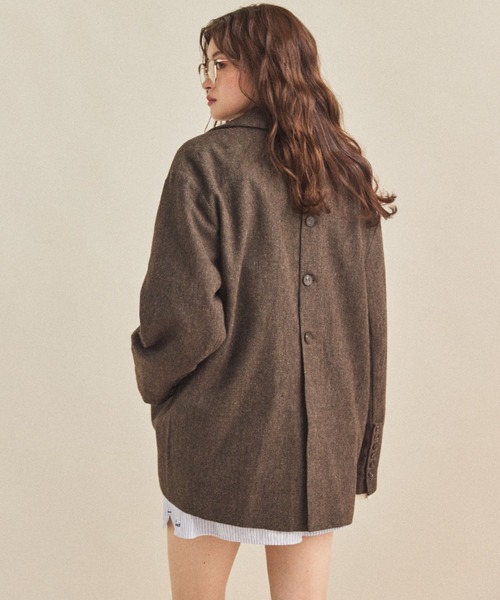 MIRROR STOKE（ミラーストーク）の「【ZOZO限定】BACK OPEN CHECK WOOL TAILORED JACKET/バックオープンチェックウールテーラードジャケット（テーラードジャケット・レディース・ブラウン/キャメル・MEDIUM）」の15枚目の写真