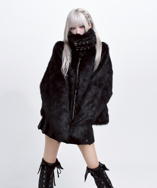 セール】『REFLEM/レフレム』ベルト付きクロップファージャケット