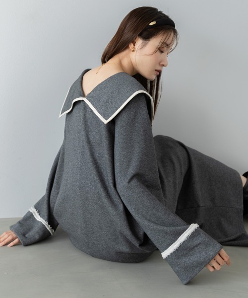 Bab（バブ）の「【選べるサイズ展開】ビッグカラー配色パイピングスウェットワンピース（ワンピース・レディース・グレー系その他4/ブラウン/アイボリー・S/M/L）」の17枚目の写真