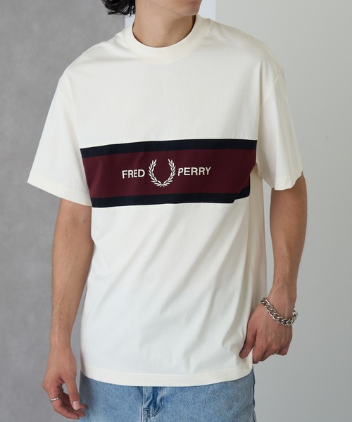 FRED PERRY(フレッドペリー)の「【FRED PERRY】EMBROIDERED PANEL T-SHIRT M2405(Tシャツ/カットソー・メンズ・オフホワイト/ブラック・S/XL/L/M)」の9枚目の写真