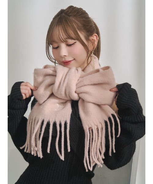 EATME（イートミー）の「E/Mロゴ刺しゅうマフラー（マフラー・レディース・ブラック/ピンク/ホワイト・FREE）」の11枚目の写真