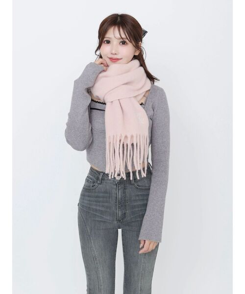 EATME（イートミー）の「E/Mロゴ刺しゅうマフラー（マフラー・レディース・ブラック/ピンク/ホワイト・FREE）」の13枚目の写真